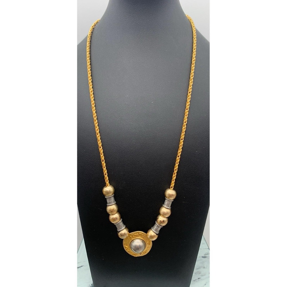 Vintage Liz Claiborne Matern Libert Equalit Gold Tone Necklace Medallion Pendant